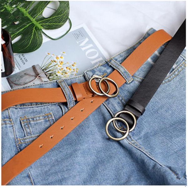 

belts 2021 luxury fashion korean round buckle belt women casual ladies jeans with dress for pants, Black;brown