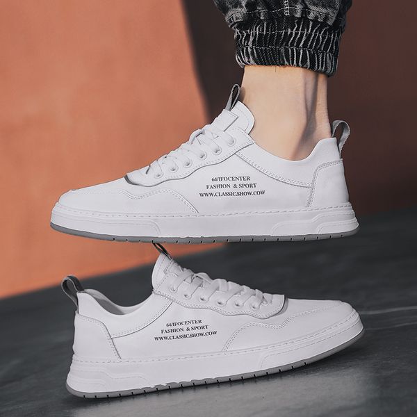 

dress shoes 2021 soft leather running sneakers board men comfortable white thick-soled inner increase 8gji, Black