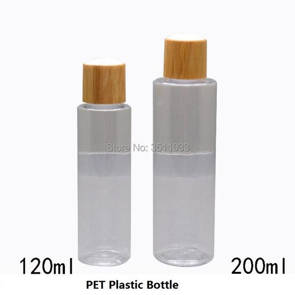 

storage bottles & jars 20pcs 120ml clear empty refillable bamboo conatiner 200ml plastic lotion shampoo bottle disc cap cream