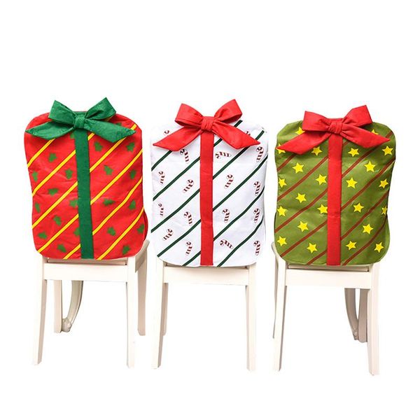 

chair covers christmas back cover cute bow gift package restaurant home cartoon