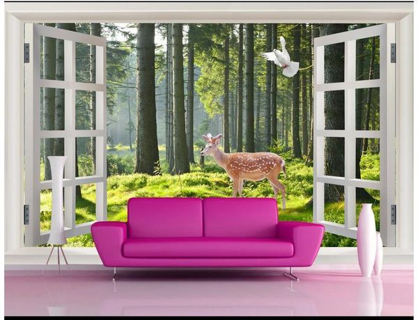 

wallpapers custom po wallpaper 3d murals for walls 3 d rural mural tv setting wall window trees papers bedroom decor