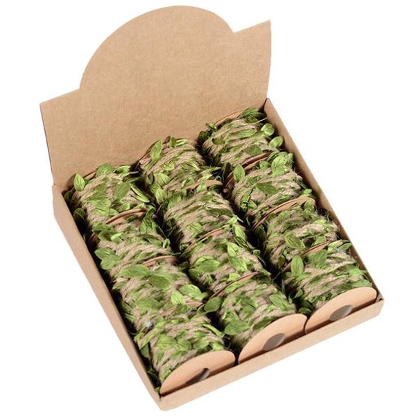 

yarn 12pcs 5m/roll natural jute rope simulation leaf wax thread rattan decoration diy craft, Black;white