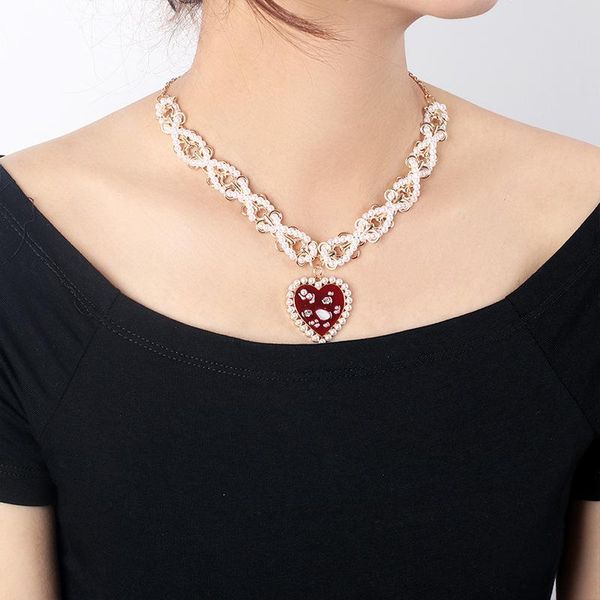 

pendant necklaces ins cold wind love noble and generous pearl necklace stacking niche temperament double-layer clavicle chain, Silver