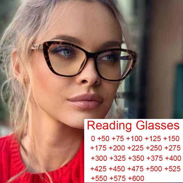 

sunglasses fancy leopard cat eye blue light filter reading glasses women brand designer fashion computer eyewear hyperopia diopters 0 to +6, White;black