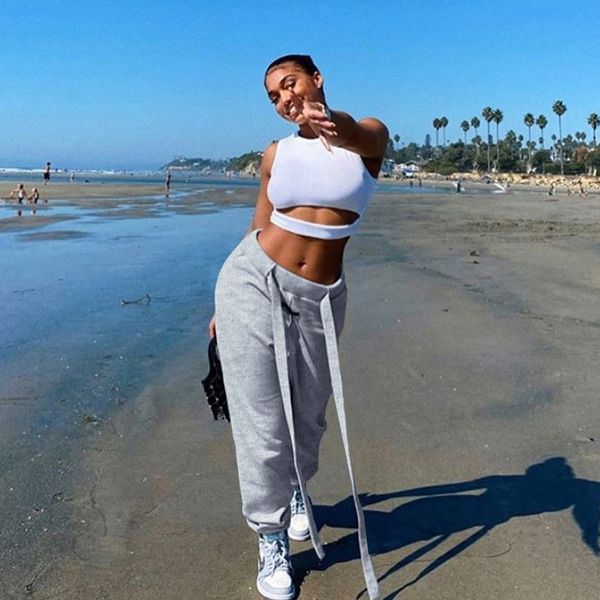 

plain winter sweatpants women baggy thick warm high waist sport pants women loose casual streetwear trousers joggers women pants, Black;white