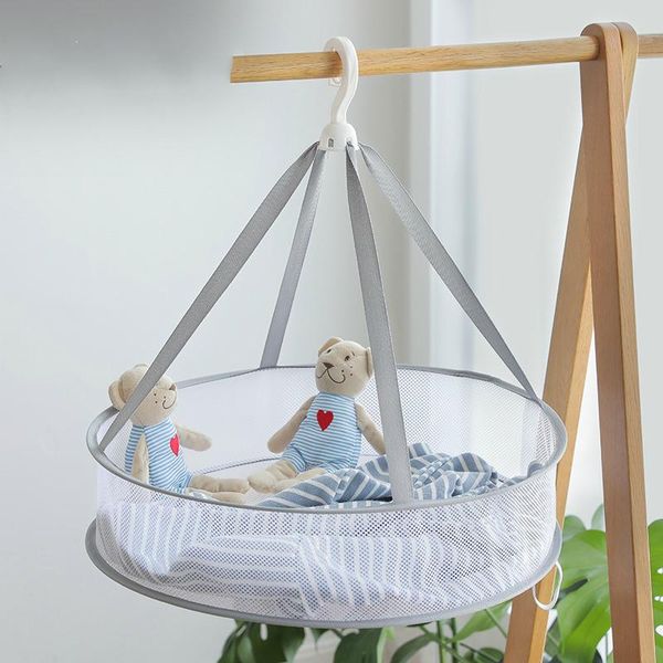 

foldable drying basket polyester drying net portable clothes nets windproof socks rack one layer laundry tool