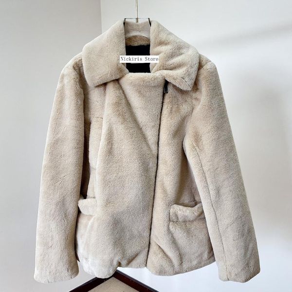 

women's trench coats 2021 winter fashion warm coat eco-fur short jacket, Tan;black