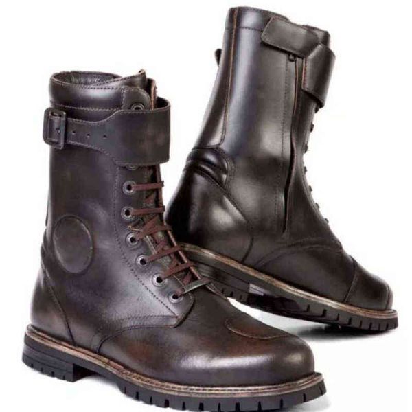 Männer Hohe Qualität PU Leder Britische Mode Hohe Rohr Stiefel Schnüren Runde Kopf Ingenieur Stiefel Männer Retro Motorrad Stiefel XM413 211216