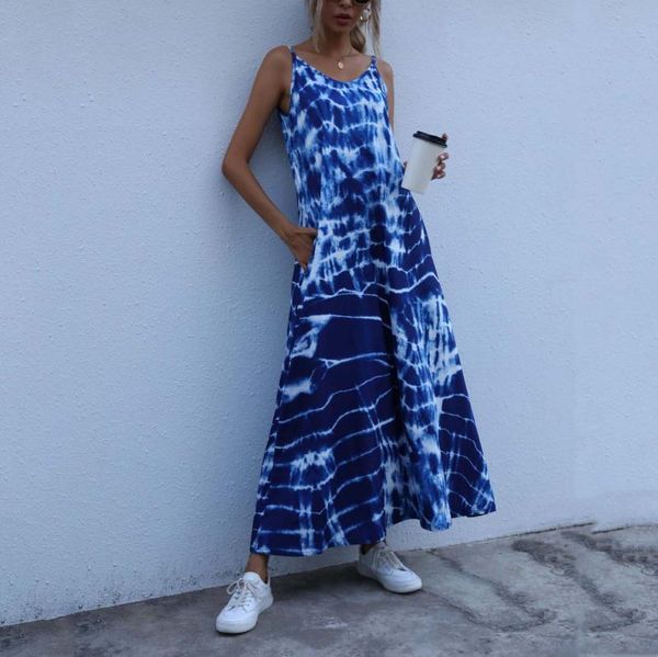 

casual dresses fashion summer maxi dress women's blue stripes sundress strap tank vestidos female robe femme plus size 2xl, Black;gray