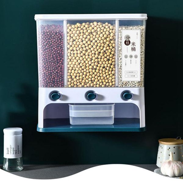 

storage bottles & jars transparent sealed box grains tank wall-mounted moisture-proof rice barrels bean dispenser