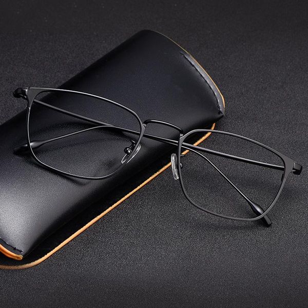 

fashion sunglasses frames pure titanium eyeglasses frame men square vintage optical myopia prescription glasses male ultralight, Black