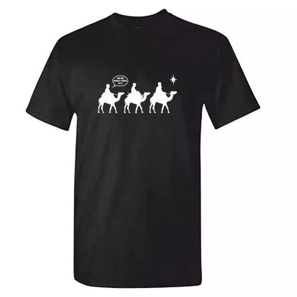 

are we nearly there yet tshirt - three 3 wise kings funny christmas shirt, White;black
