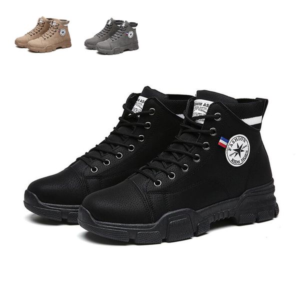 

2021 new designer autumn winter man boots street fashion men shoes leather casual shoes short boot motorcycle boots, Black