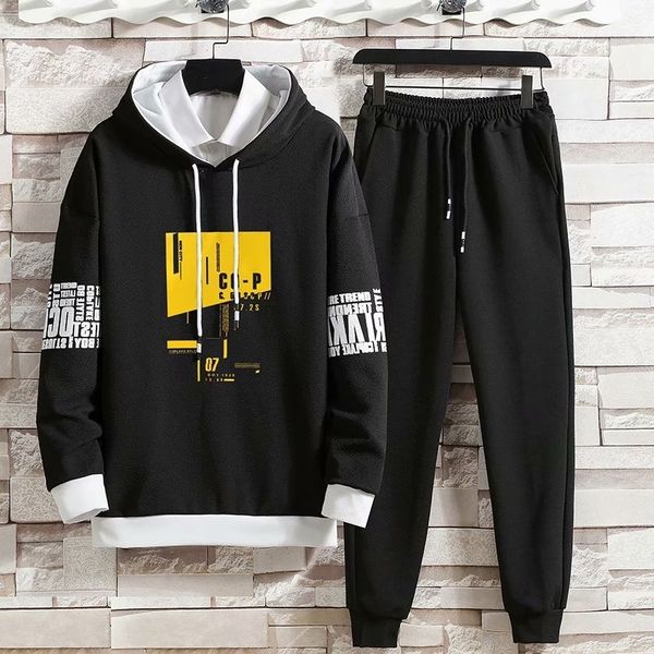 

spring autumn men's sets japan style long sleeve hoodies+solid color joggers casual pants fashion 2 for sets men clothing, Gray