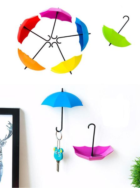 

hooks & rails cute umbrella wall mount key holders hook coat hat hanger organizer durable gift beige 3pcs/set self-adhesive kitchen