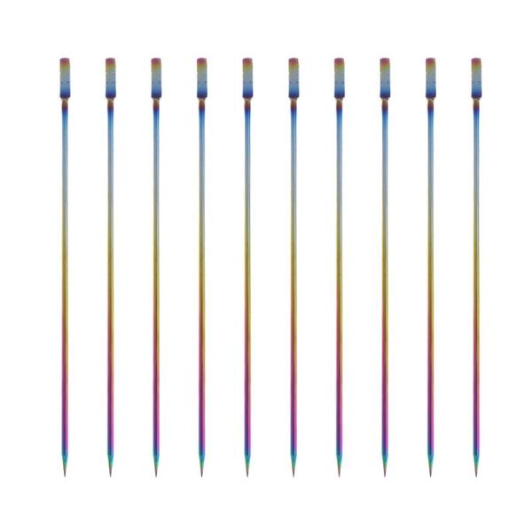 

forks 10pcs stainless steel cocktail picks fruit sticks toothpicks appetizer pick for party bar (square head)