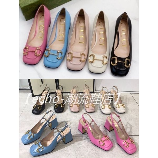 

early spring 2021 new gujia makaron color thick heel sandals korean majie button back high heels[finished on may 31] ysj, Black