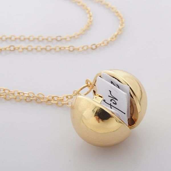 

pendant necklaces 2021 fashion jewelry gold color secret polished ball locket charm memory po gold-tone necklace, Silver