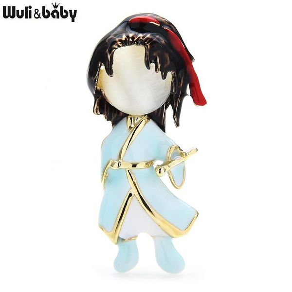 

pins, brooches wuli&baby ancient opal lady women 2-color enamel figure party casual brooch pins gifts, Gray