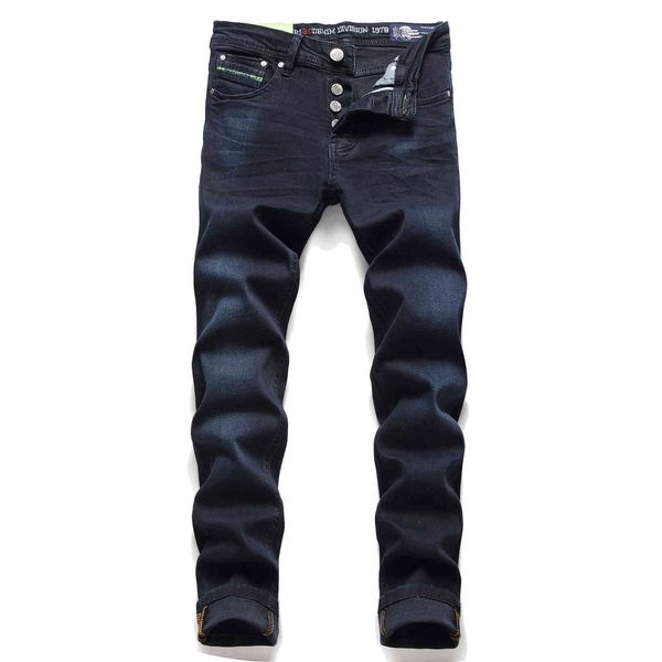 

jeans style men's cat beard white elastic slim fit, Blue