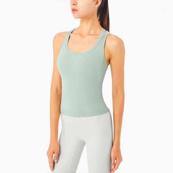 

yoga outfit women sport t-shirt nude long fashion sports vest women's beauty back wear tank sleeveless