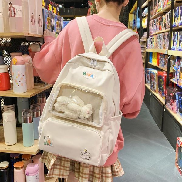 

backpack unique bag cute transparent design school girls 2021 harajuku retro campus student