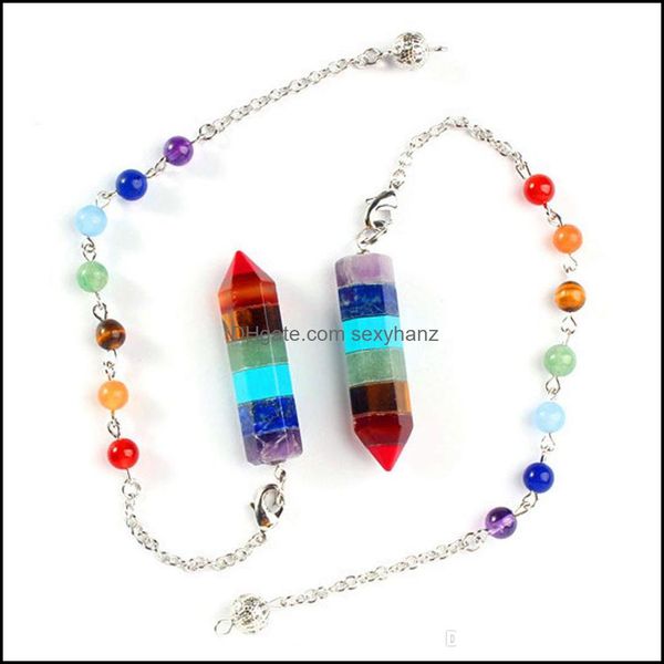 

necklaces & pendants 7 chakra beads chain pendant gem stone pendum lapis lazi tigerite etc charms aessories jewelry drop delivery 2021 gzs2i, Silver