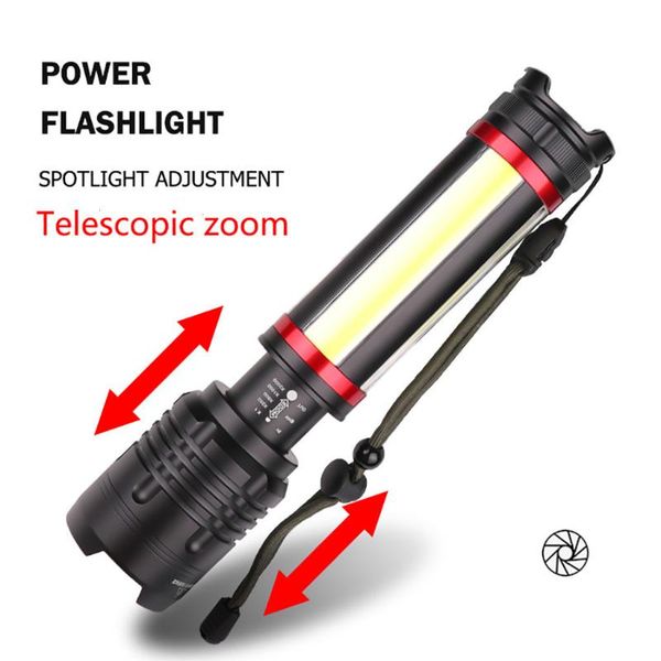 

arrive yunmai led zoomable torch xhp70 + cob usb rechargeable waterproof lamp ultra bright flashlights torches