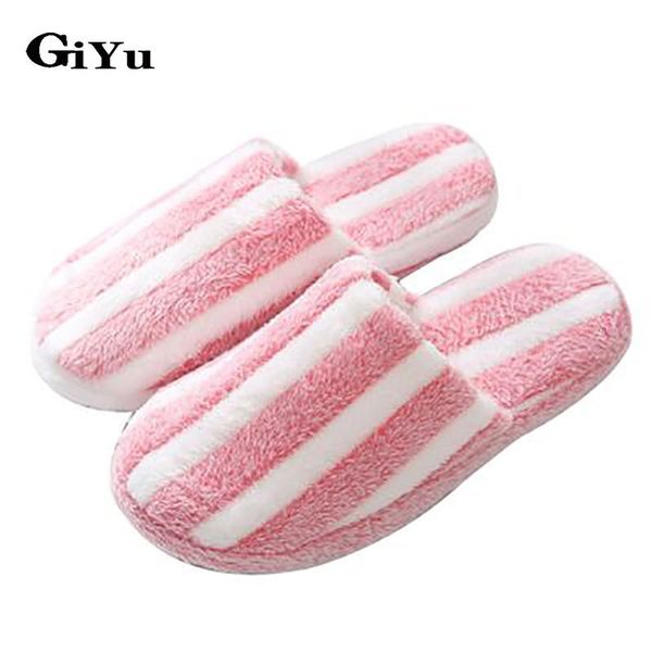

slippers 2021 winter cotton women's fashion simple striped indoor non-slip soft bottom men's couples warm wholesale, Black