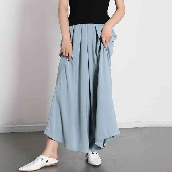 

capris minimalist spring loose ruched trouser for women high waist casual solid wide leg pants female 2021 fashion stylish, Black;white