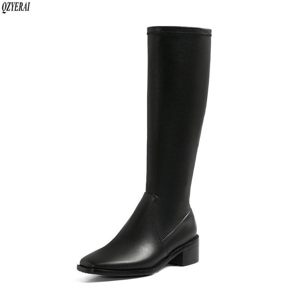 

boots fashion genuine leather women the knee european knight autumn and winter shoes, Black