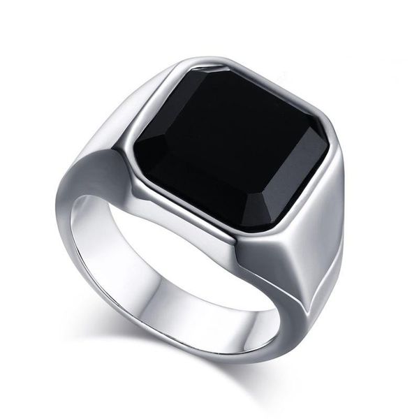 

wedding rings 2021 men hiphop ring black stone rock fashion male jewelry accessories wholesale anel charm gift, Slivery;golden