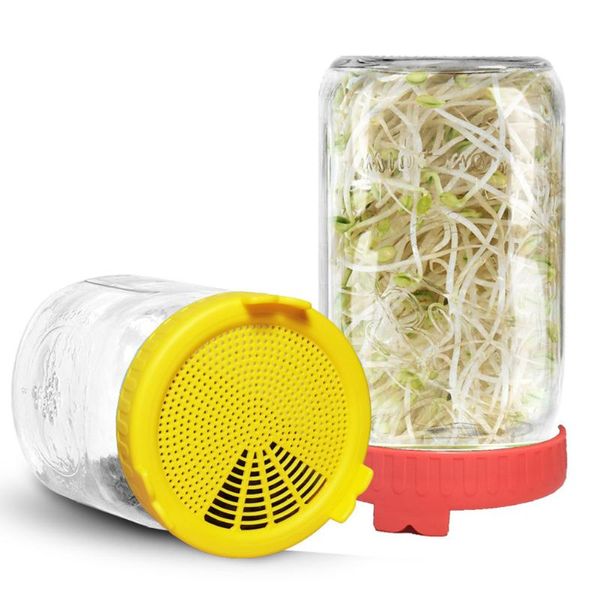 Plantadores Pots Bean Sprout Cover Fermentation Fermentation Fileiro Tampas de Malha de Grau de Alimentos Amendoim Sprouting LID para Mason Jar