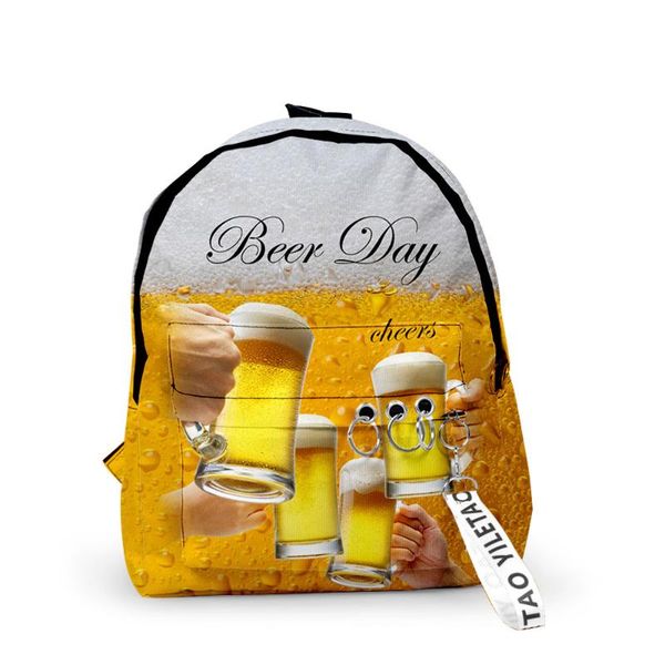 

backpack hip hop trendy beer school bags notebook backpacks boys/girls 3d print oxford waterproof key chain vogue small travel