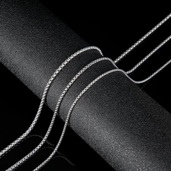 

chains 1 piece of steel color 316 stainless square box necklace men's and women's necklaces jewelry width 2/2.5/3 mm, Silver