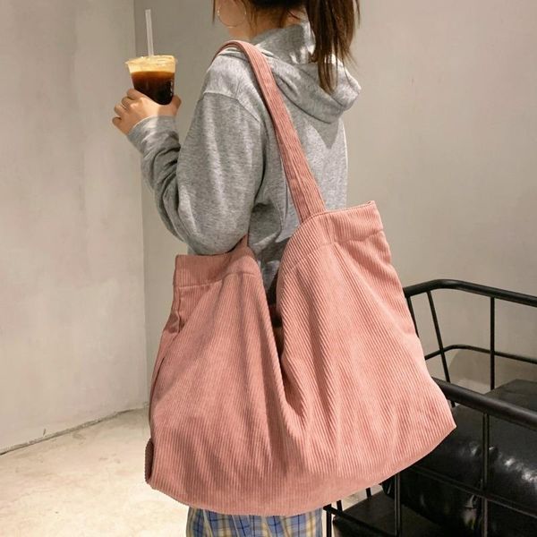 

evening bags high capacity women corduroy tote ladies casual shoulder bag foldable reusable shopping beach drop 2021