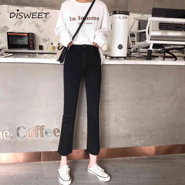 

jean high waist ny woman simple button solid stretch women casual slim-fit raw black jeans women's, Blue