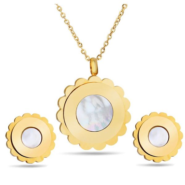 

earrings & necklace arrival stainless steel flower usa costume shell jewelry sets with necklaces stud for women, Silver