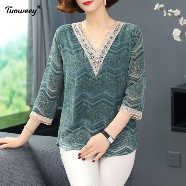 

women's blouses & shirts 2021 fashion chiffon women blouse shirt short sleeve white ol v-neck clothing blusas