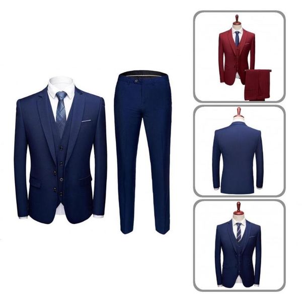 

men's tracksuits men suit 3 piece set soft slim long sleeve with pockets business for banquet, Gray