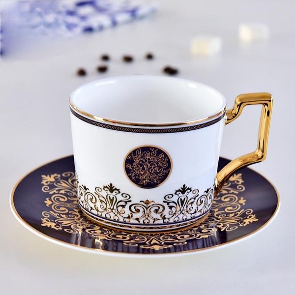

mugs bone china coffee cup and plate european style gold handle ceramic set