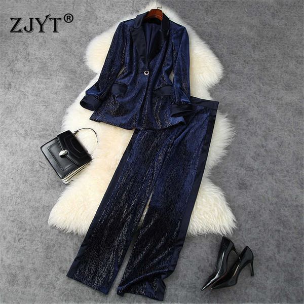 

autumn winter corduroy outfits women elegant turn down collar jacket and pants suit 2 piece matching sets 210601, White