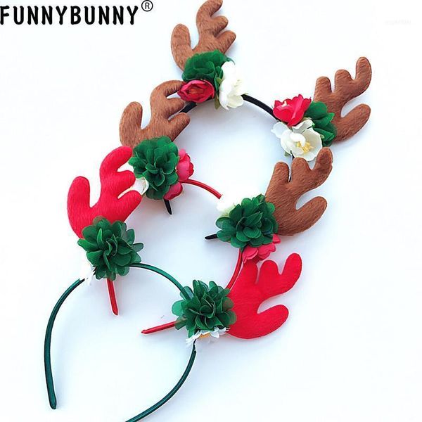 

christmas decorations funnybunny kids reindeer antler headband xmas party flower crown hair hoop decoration supplies1