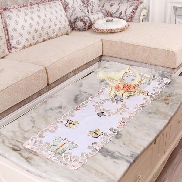 

table cloth rayuan embroidered butterfly cutwork tablecloth wedding party dining decor cover 30x45cm 40x85cm