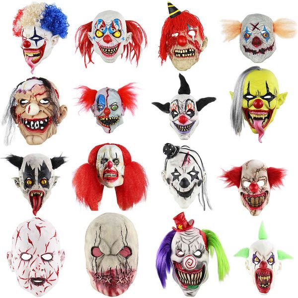 Halloween Clown Blutig Gruselig Horror Erwachsene Zombie Monster Vampir Latex Kostüm Party Vollkopfmaske Requisiten
