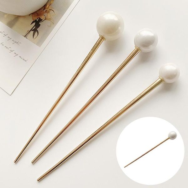 

hair clips & barrettes korean retro metal pearl design one word hairpin versatile temperament simple and modern daily accessories, Golden;silver