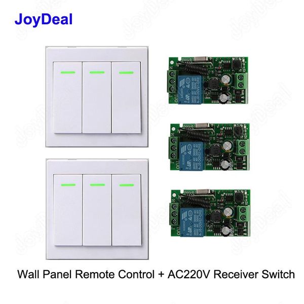 

smart home control 433 mhz ac 220v 3 way channel remote switch + wall panel transmitter room stairway led light lamp bulb rx tx