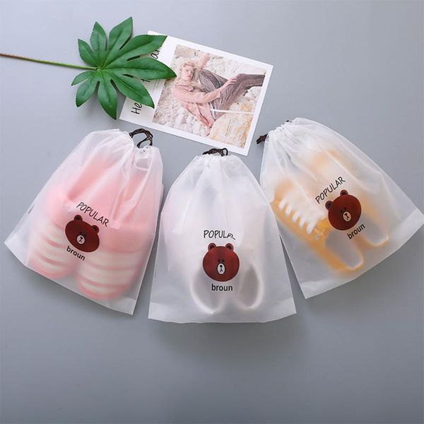 

storage bags eva frosted packaging bag drawstring bear socks plastic cosmetic gift pe