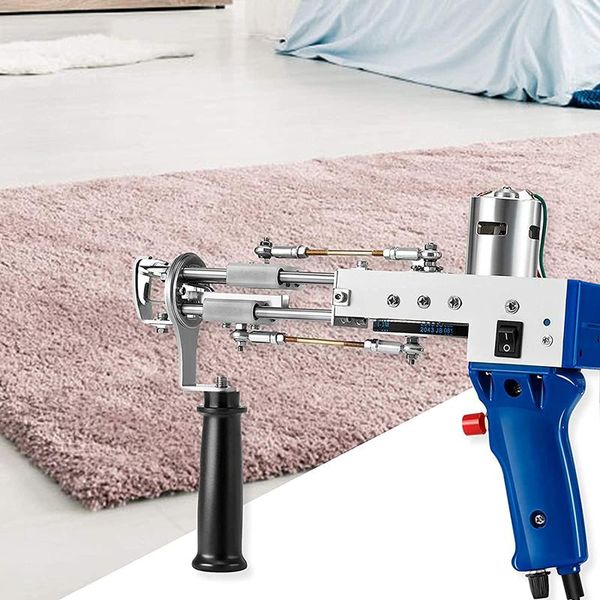 

sewing notions & tools electric carpet tufting gun for cut pile loop weaving flocking machine 7-21mm diy high speed rug, Black