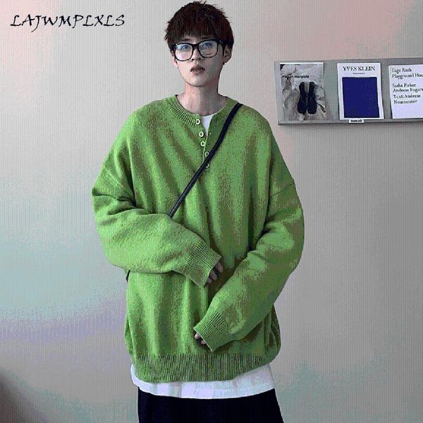 

men's sweaters winter solid oversized sweater men warm fashion casual knitted pullover korean loose long-sleeved mens jumper, White;black